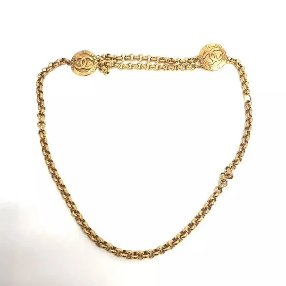 CHANEL CC Mark logo Chain belt Chain accessories belt CHANEL Vintage 93P CC Logo Chain Belt Accessory Gold Metal  main image 2